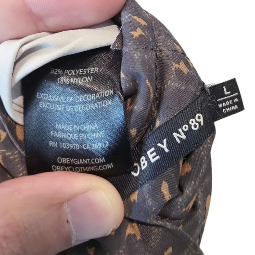 Obey reversible bomber jacket leapord print chest logo - Picture 3 of 8